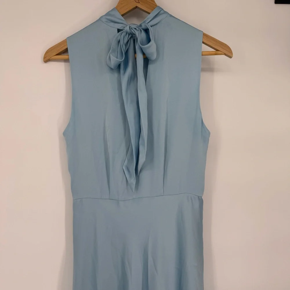 Favorite Daughter The Whisk Me Away Satin Dress High neck bow tie 6 - Picture 8 of 15